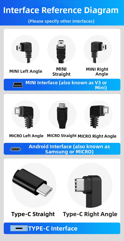 Auto DVR barošanas kabelis USB uz Mini Android Type-C uzlādes kabelis, 3,5 m garums