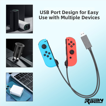 Switch Joy-Con uzlādes kabelis RLTT13, 30 cm garums, OEM, savietojams ar Joy-Con