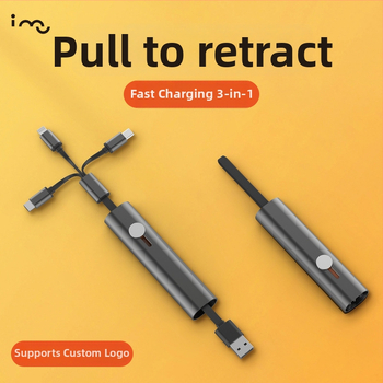 Metāla trīs vienā datu kabelis ar ātru uzlādi Apple, Huawei un Android