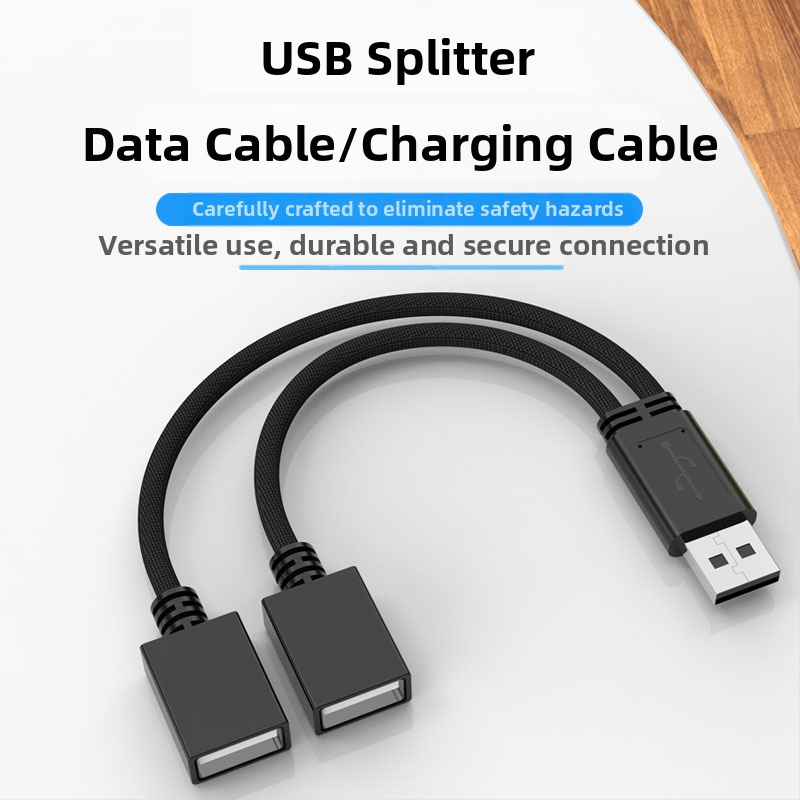 USB pagarinājuma kabelis 1 uz 2, USB 2.0, datu pārraide un barošana, vīriešu-sieviešu savienojums, modelis C22