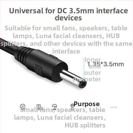 USB uz DC 3,5 mm barošanas un datu kabelis, 5V, 1 m, OEM, saderīgs ar galda lukturiem, skaņas iekārtām un mazajiem ventilatoriem, zīmols uldum