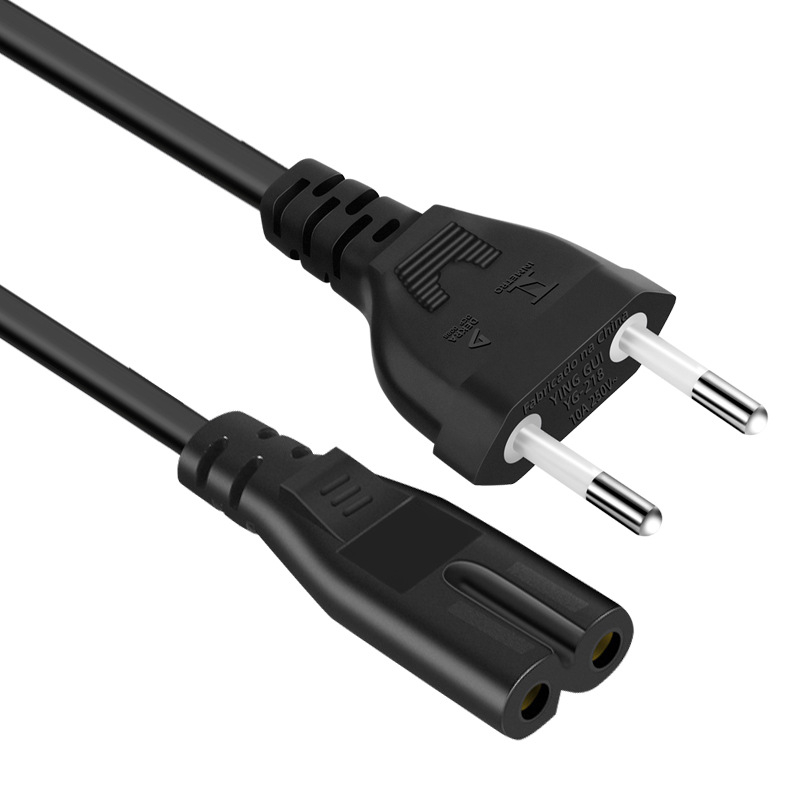 Divu vadītāju AC barošanas kabelis ar osmiņa gala formu – piemērots galda lampai, monitoram un printerim – PVC apvalks