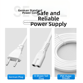 Panzheng zīmola barošanas kabelis ar divām apaļām kontaktligzdām, vācu standarts, 8-formas kabelis, monitoriem un digitālajām kamerām