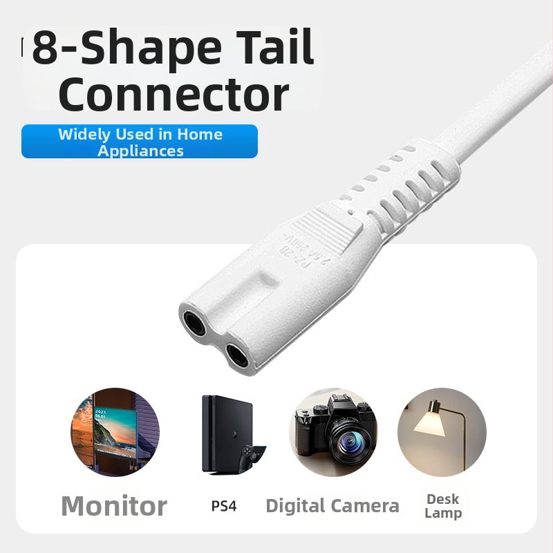 Panzheng napájací kábel s dvojkolíkovým konektorom, nemecký štandard, kábel tvaru 8, pre monitory a digitálne kamery