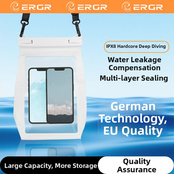 ERGR vodotesná taška na telefón s dotykovým displejom – Veľká kapacita, minimalistický štýl, PVC/TPU, na potápanie, pláž a fotografovanie, tlač loga