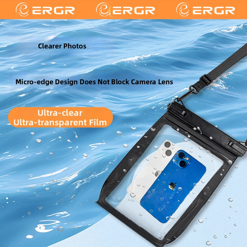 ERGR vodotesná taška na telefón s dotykovým displejom – Veľká kapacita, minimalistický štýl, PVC/TPU, na potápanie, pláž a fotografovanie, tlač loga