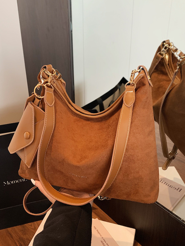 Nagy kapacitású bucket bag nőknek, PU bőr / szövet, városi egyszerű stílus, cipzáras zárás, poliészter bélés, belső cipzáros zseb
