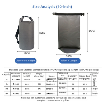 TOWADE Vonkajšia vodotesná taška — Oxford polyester s PVC povlakom; moderný minimalistický štýl; kapacita 2L/5L/10L/20L; tlač loga k dispozícii.