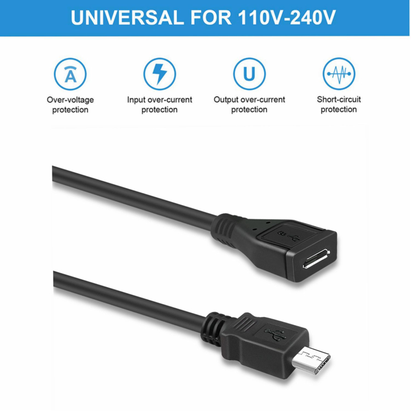 Cablu de prelungire Micro USB, 5 fire, conectare de la masculin la feminin, cu un cap, din TPE, suportă încărcare și transfer de date