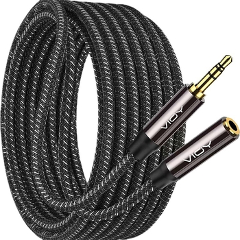 YHT AC08 3,5 mm Audio predlžovací kábel, muž–žena, pozlátené konektory, tinované meďové jadro s opletením, plášť z TPE s vláknovou štruktúrou, ROHS