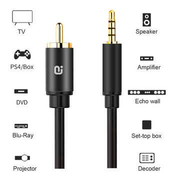 Stmavený koaxiálny digitálny audio kábel, 3,5 mm na Lotus konektor, pozlátený meďný vodič, digitálny 5.1 surround zvuk