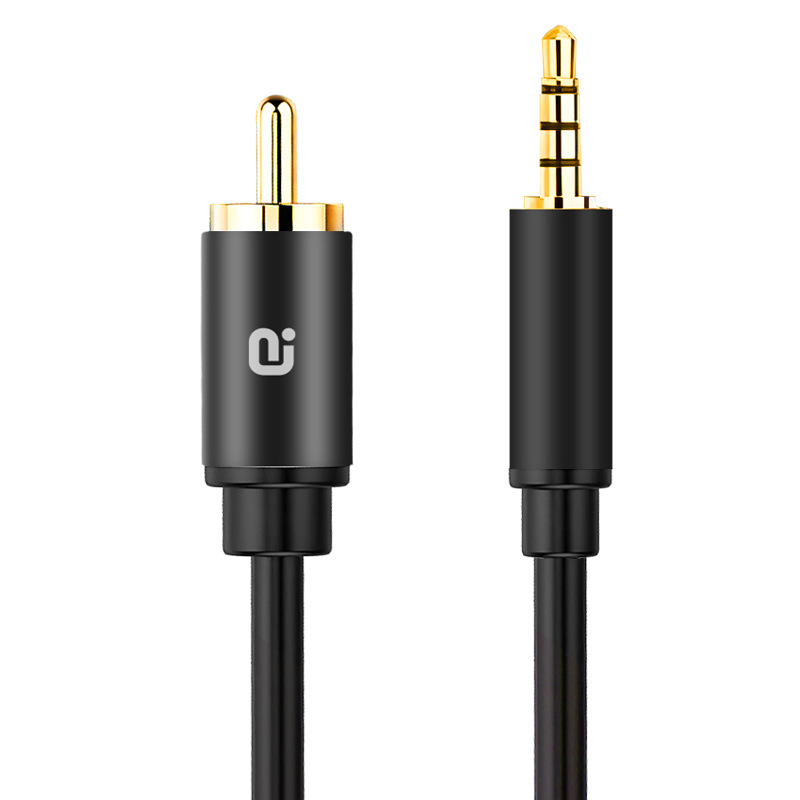 Stmavený koaxiálny digitálny audio kábel, 3,5 mm na Lotus konektor, pozlátený meďný vodič, digitálny 5.1 surround zvuk