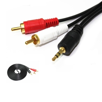 Cablu audio RCA, 3,5 mm către 2x RCA — model VV201; placare cu nichel; nucleu din cupru acoperit cu aluminiu; conductor din cupru