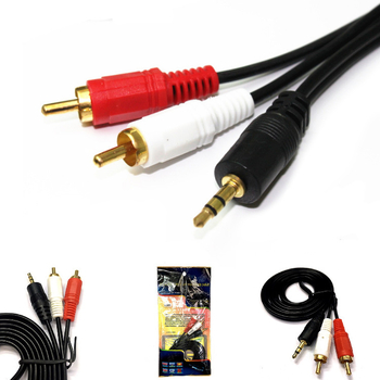 Cablu audio RCA, 3,5 mm către 2x RCA — model VV201; placare cu nichel; nucleu din cupru acoperit cu aluminiu; conductor din cupru