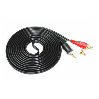 Cablu audio RCA, 3,5 mm către 2x RCA — model VV201; placare cu nichel; nucleu din cupru acoperit cu aluminiu; conductor din cupru
