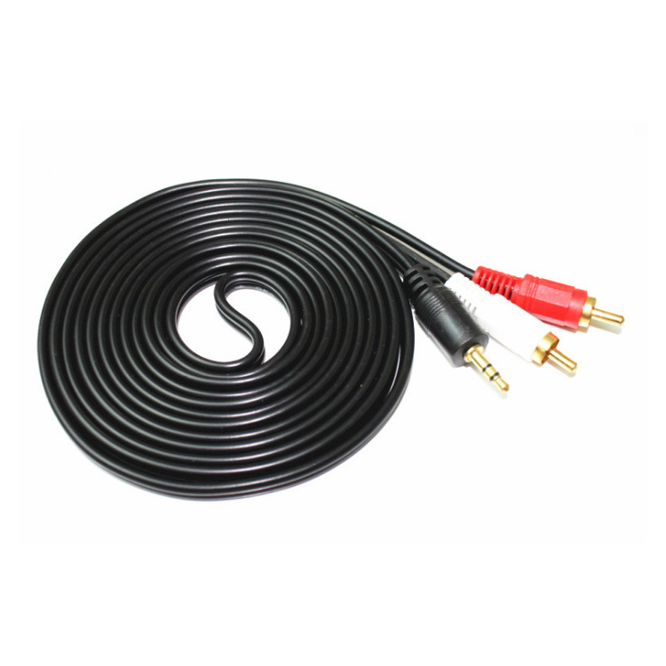 Cablu audio RCA, 3,5 mm către 2x RCA — model VV201; placare cu nichel; nucleu din cupru acoperit cu aluminiu; conductor din cupru