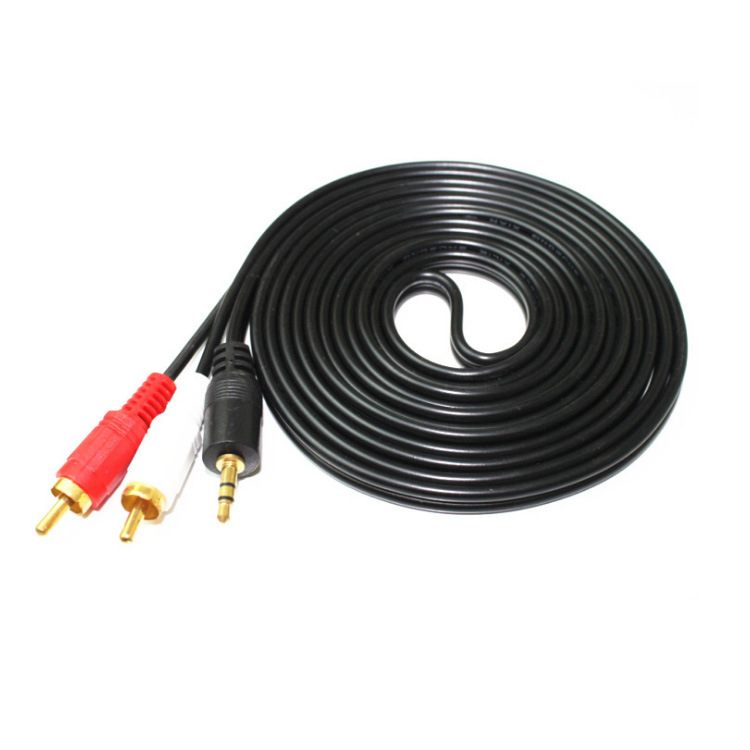 Cablu audio RCA, 3,5 mm către 2x RCA — model VV201; placare cu nichel; nucleu din cupru acoperit cu aluminiu; conductor din cupru