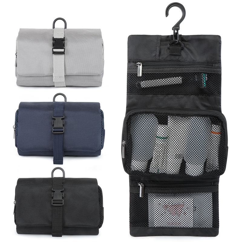 Geantă de călătorie pentru cosmetic cu cârlig detașabil, formă cub, nylon, stil japonez, organizator de machiaj multifuncțional