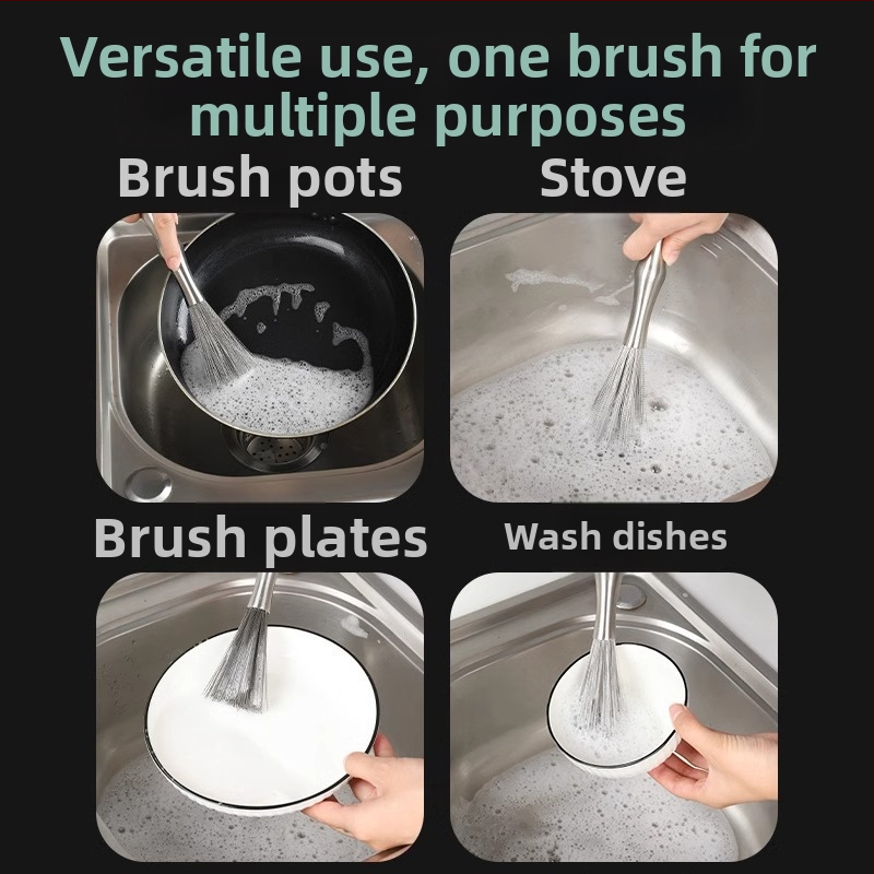 Panniharja pikkade käepidemetega, 304 roostevabast terasest, metallist pall puhastamiseks köögis