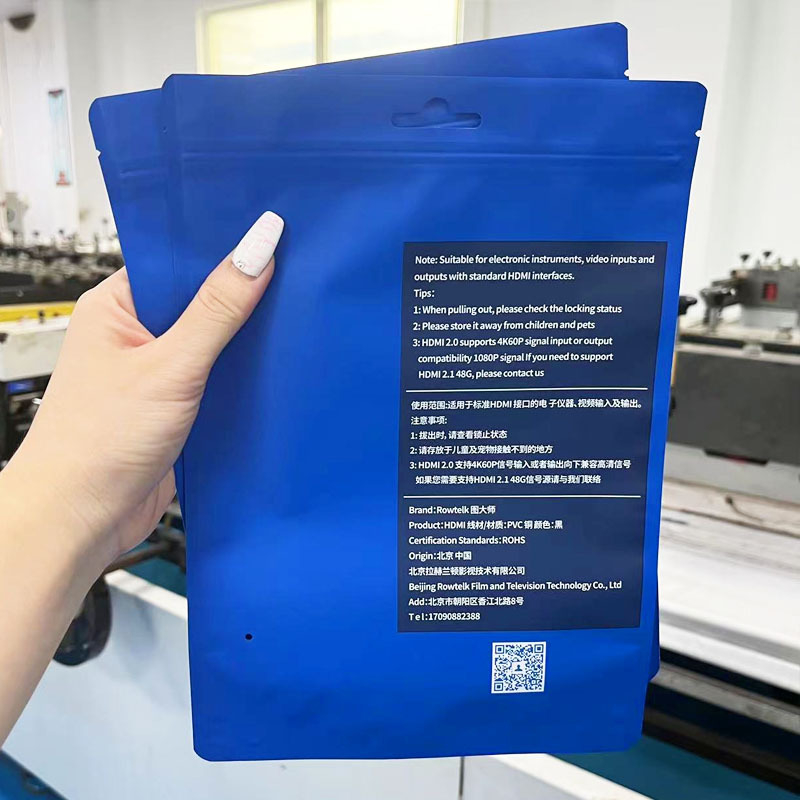 Prilagođena vrećica za pakiranje kablova s 12 jezgri, prozirno okno, samostalna plastična vrećica, zračni otvor i zatvaranje kostiju