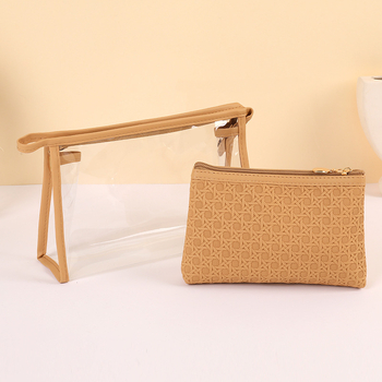 Dvojdielna PVC kozmetická taška na cestovanie – veľká kapacita toaletnej tašky s polyesterovou podšívkou, Corinat