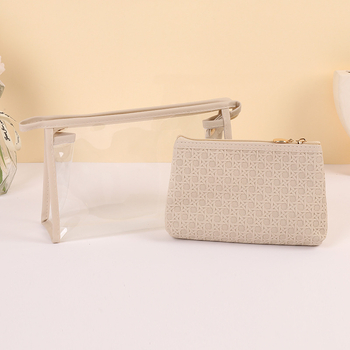 Dvojdielna PVC kozmetická taška na cestovanie – veľká kapacita toaletnej tašky s polyesterovou podšívkou, Corinat