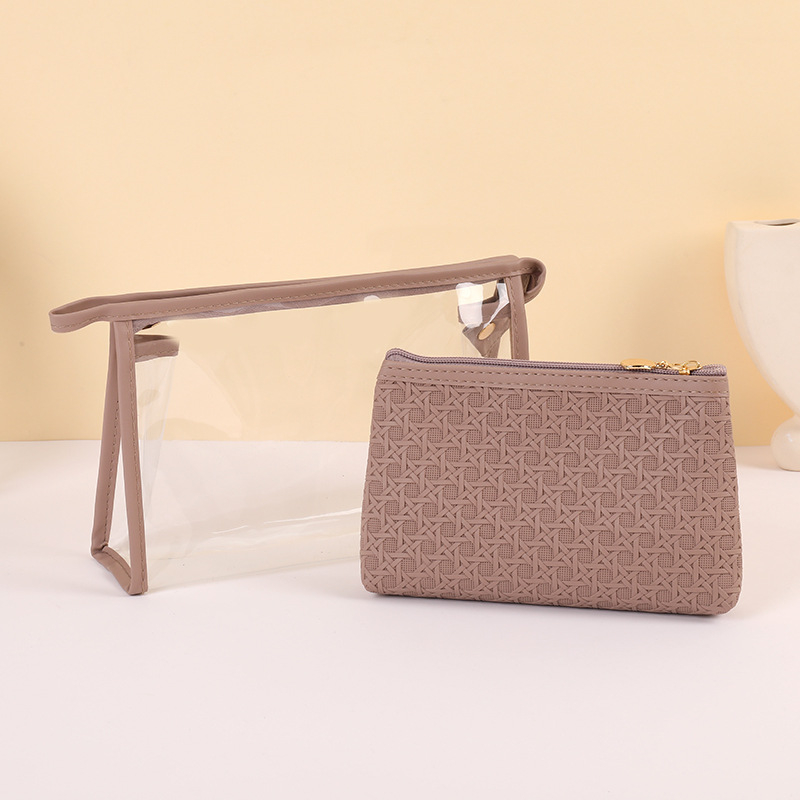 Dvojdielna PVC kozmetická taška na cestovanie – veľká kapacita toaletnej tašky s polyesterovou podšívkou, Corinat