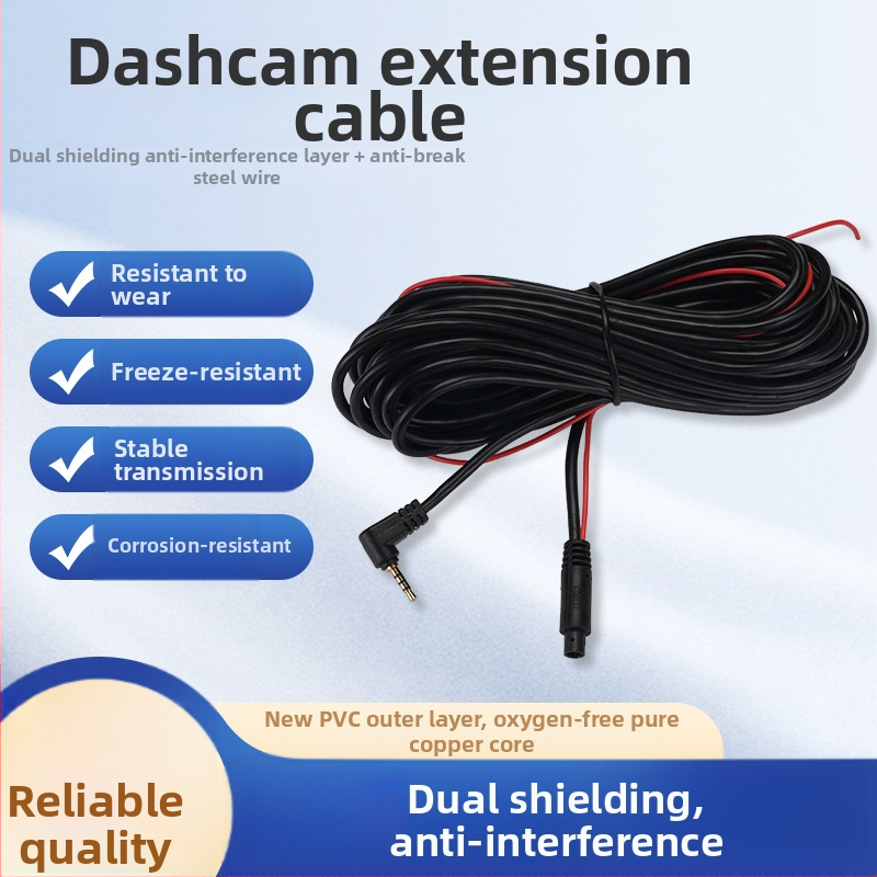 Dashcam pravouhlý kábel, 2.5 mm video konektor, 5-pól digitálny, PVC plášť, Rohs certifikovaný