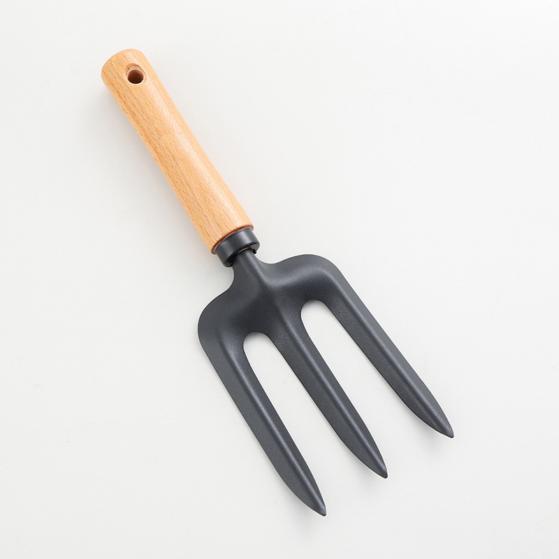 Hao Lan set de trei piese pentru grădină cu mâner din fag și fier, include lopată mică și lopățică de plantare