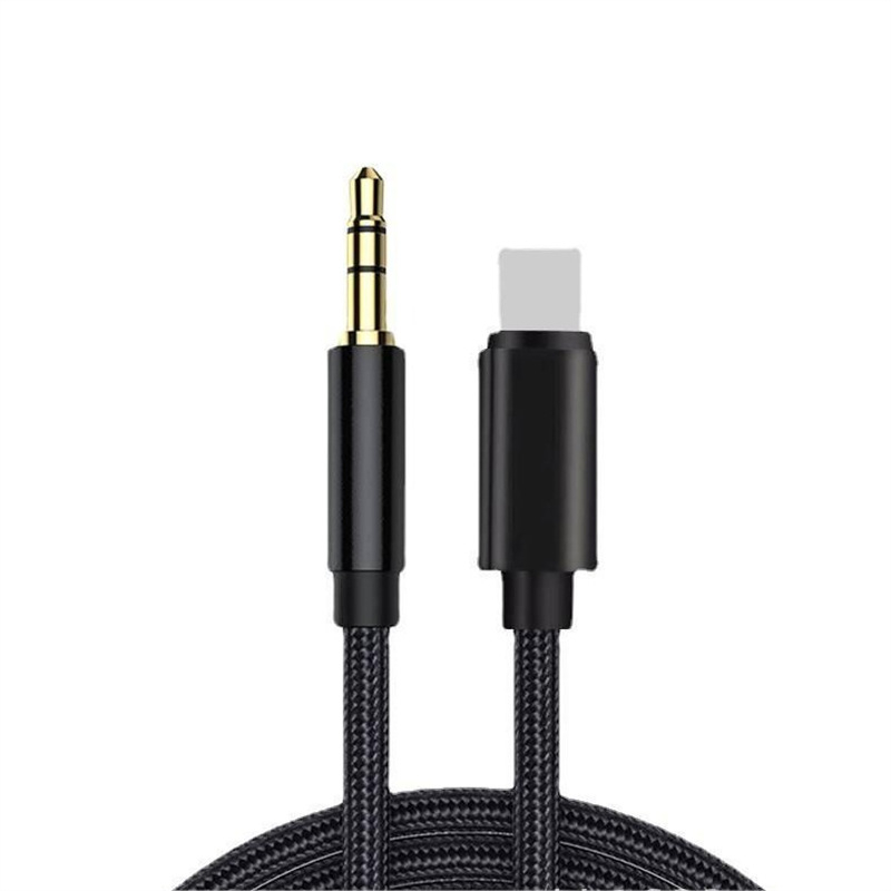 Lightning auto audio kabel 3,5 mm za iPhone 15 — pozlaćeni konektori, najlonsko jezgro, bakreni vodič, Rohs certifikat