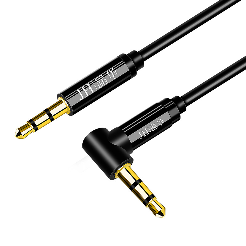 Zakrivljeni audio kabel 3,5 mm na 3,5 mm, zlatno obloženi vod, oksid-free bakar, bakreno jezgro, ISO 9001