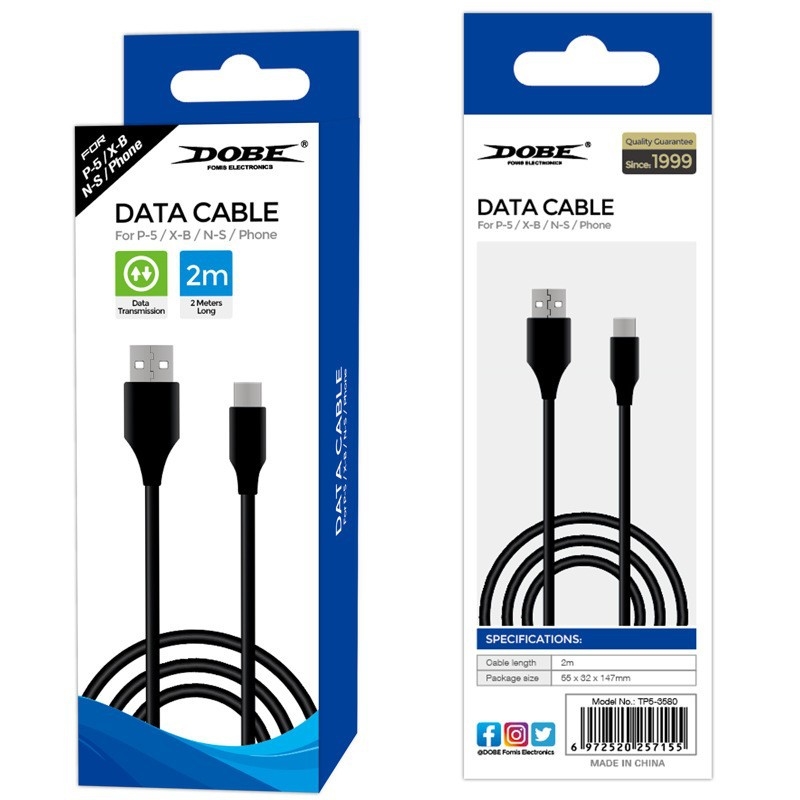USB kabel za punjenje i prijenos podataka za PS5 i NSPRO bežični kontroler, ABS kućište, DOBE FOMIS ELECTRONICS