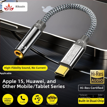 iPhone 15 adaptér na slúchadlá, káblový adaptér USB-C na 3,5 mm, zlaté pokovenie, bezoxidové medené jadro a medené vodiče, ROHS