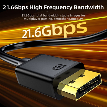 DisplayPort 1.2 kabelis ar augstu izšķirtspēju, PC saderīgs, ar adapteri, varš bez skābekļa
