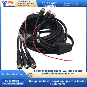 Trojcestný video aviation predlžovací kábel, 4-jadrový, pre automobilové monitorovanie a spätnú kameru, odolný voči ohňu