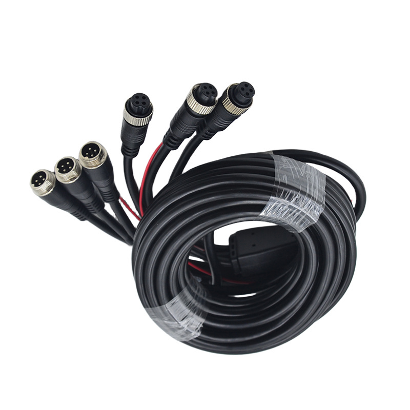 Trokanalni video avijacijski konektor produžni kabel, 4-žilni, za automobilsku nadzor i kameru za vožnju unazad, otporan na plamen
