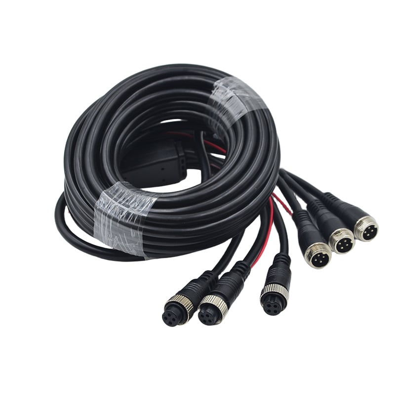 Trokanalni video avijacijski konektor produžni kabel, 4-žilni, za automobilsku nadzor i kameru za vožnju unazad, otporan na plamen