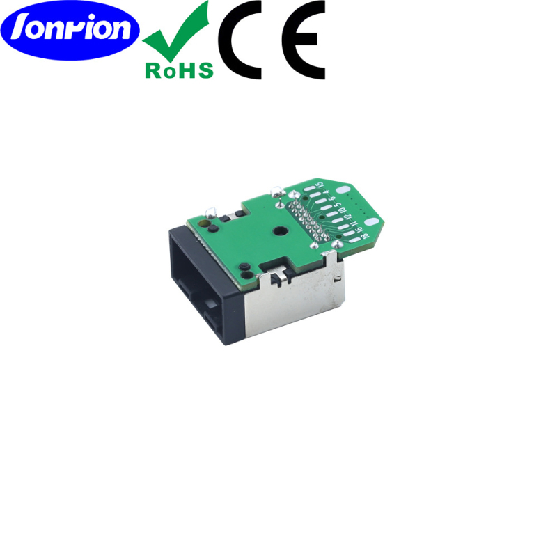 HDMI E-TYPE automašīnas savienotājs, 19 pinu, 90 grādu leņķis, ar PCB plāksni, zeltīti kontakti