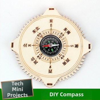 Kit DIY Busolă din lemn pentru copii 7–14 ani — fără energie electrică, jucărie educativă de fizică