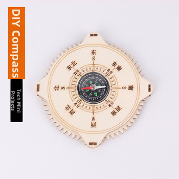 Kit DIY Busolă din lemn pentru copii 7–14 ani — fără energie electrică, jucărie educativă de fizică