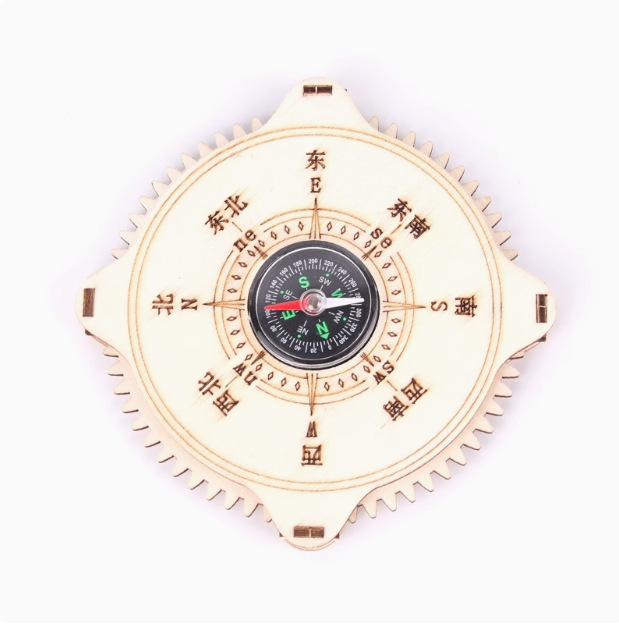 Kit DIY Busolă din lemn pentru copii 7–14 ani — fără energie electrică, jucărie educativă de fizică