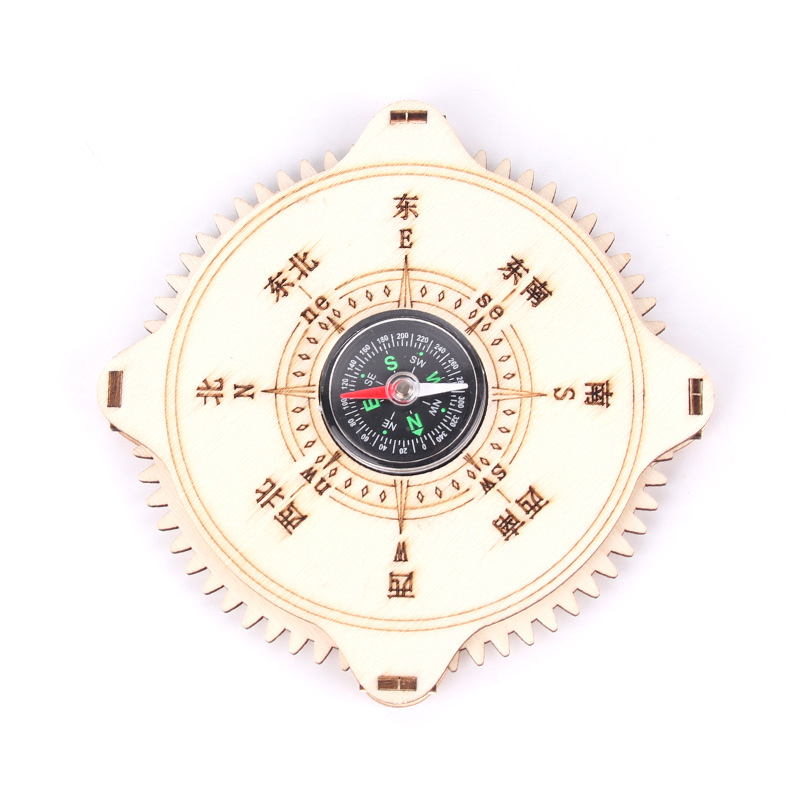 Kit DIY Busolă din lemn pentru copii 7–14 ani — fără energie electrică, jucărie educativă de fizică