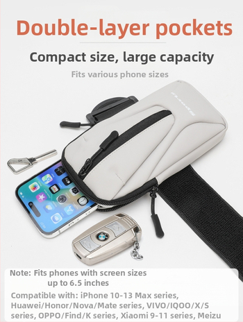 Bežecká taška na ruku pre telefón – unisex, priedušná, vodeodolná, odolná, Oxford látka, polyesterová podšívka, pre vonkajšie športy