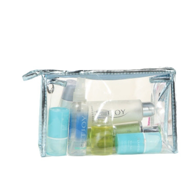 Prozirna prijenosna torbica za kozmetiku, gradski minimalistički stil, PU koža, podstava od sintetičke kože, vodootporna