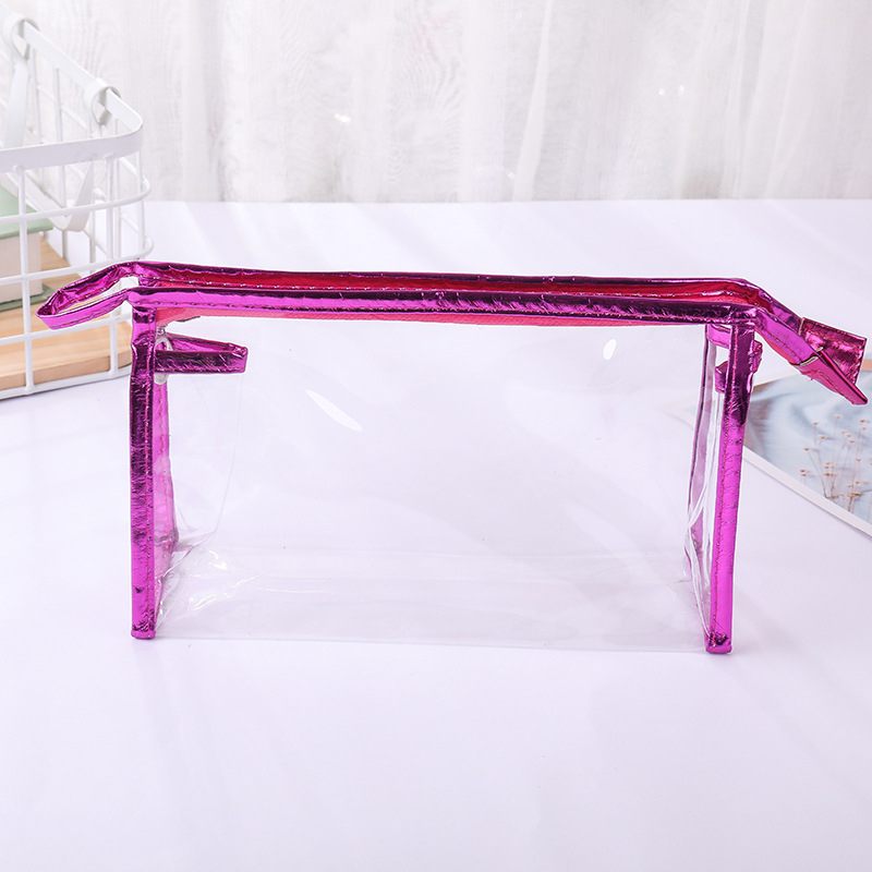 Prozirna prijenosna torbica za kozmetiku, gradski minimalistički stil, PU koža, podstava od sintetičke kože, vodootporna