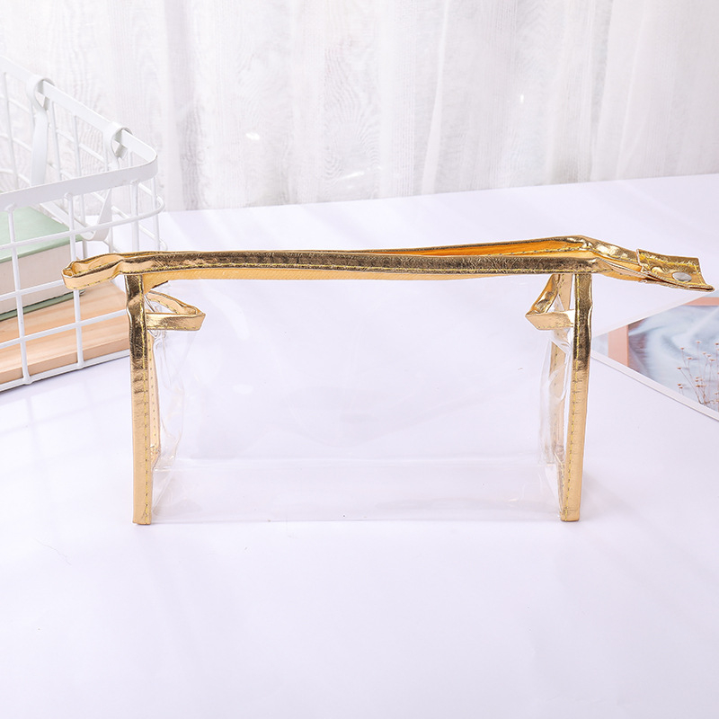 Prozirna prijenosna torbica za kozmetiku, gradski minimalistički stil, PU koža, podstava od sintetičke kože, vodootporna