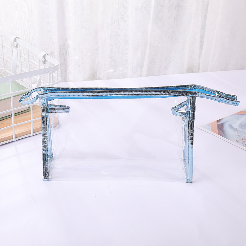 Prozirna prijenosna torbica za kozmetiku, gradski minimalistički stil, PU koža, podstava od sintetičke kože, vodootporna