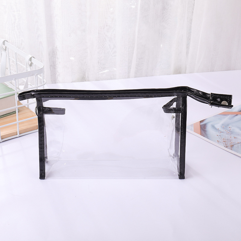 Prozirna prijenosna torbica za kozmetiku, gradski minimalistički stil, PU koža, podstava od sintetičke kože, vodootporna