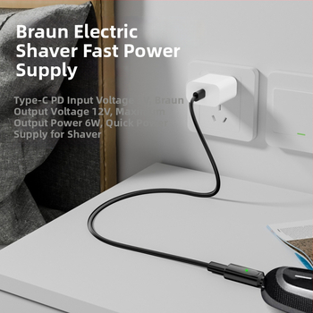 Braun skuvekļa uzlādes kabelis Type-C konverteris, saderīgs ar XT/HC/BG sērijām