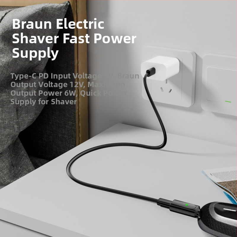 Braun skuvekļa uzlādes kabelis Type-C konverteris, saderīgs ar XT/HC/BG sērijām
